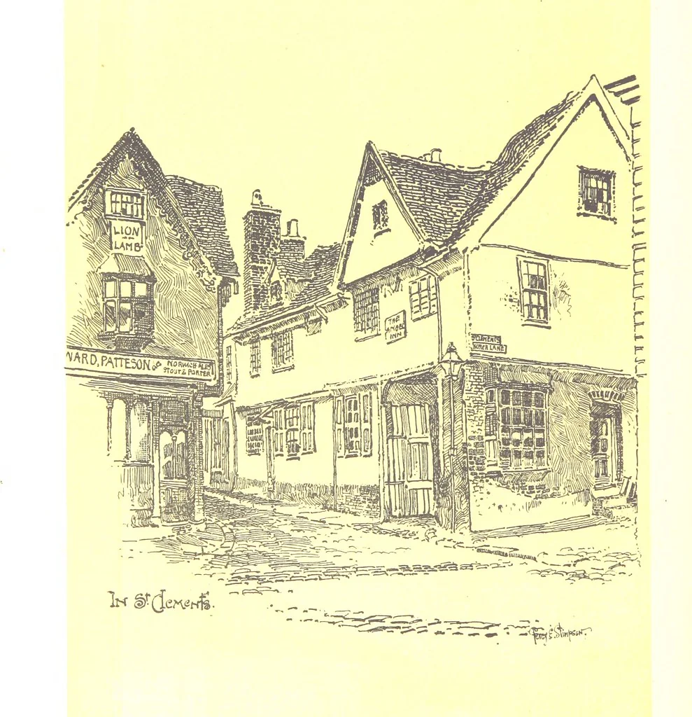 An illustration from In and about ancient Ipswich: illustrating the origin and growth of an old English historic town ... With ... illustrations drawn by P. E. Stimpson, 1888, leaf 130