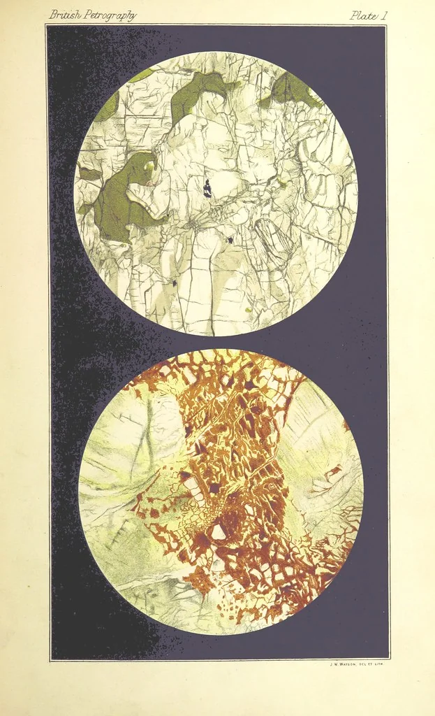 An illustration from British Petrography: with special reference to the igneous rocks. With ... plates. (Glossary of terms used in describing Rocks By F. H. Hatch.), 1888, leaf 469
