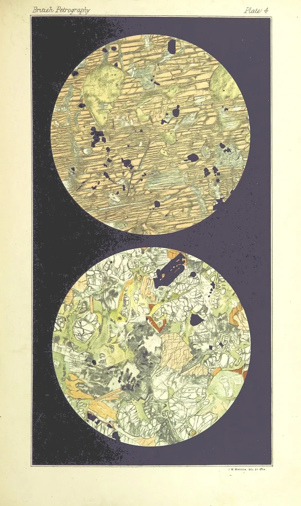 An illustration from British Petrography: with special reference to the igneous rocks. With ... plates. (Glossary of terms used in describing Rocks By F. H. Hatch.), 1888, leaf 481