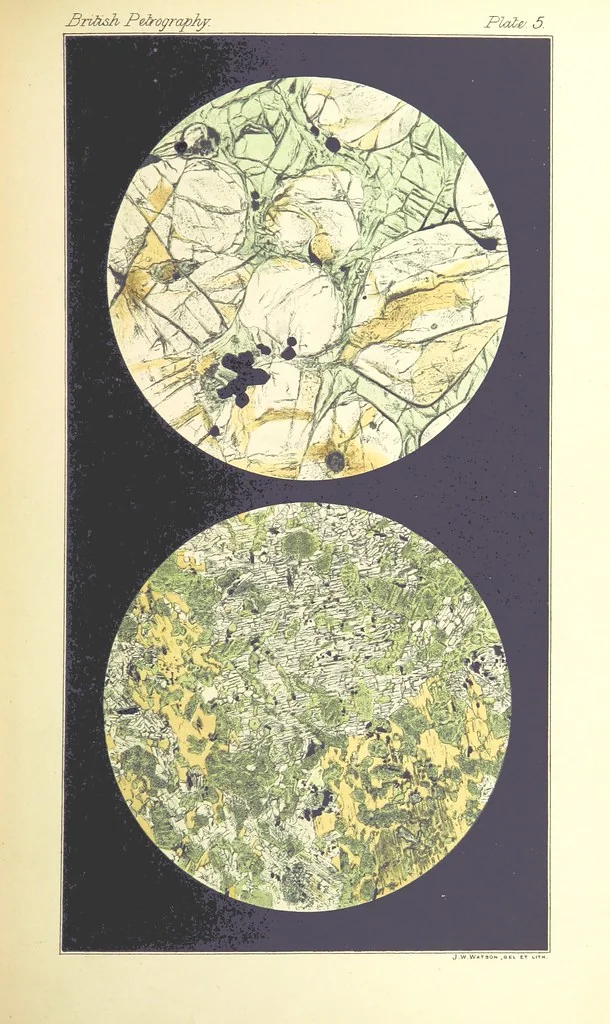 An illustration from British Petrography: with special reference to the igneous rocks. With ... plates. (Glossary of terms used in describing Rocks By F. H. Hatch.), 1888, leaf 485