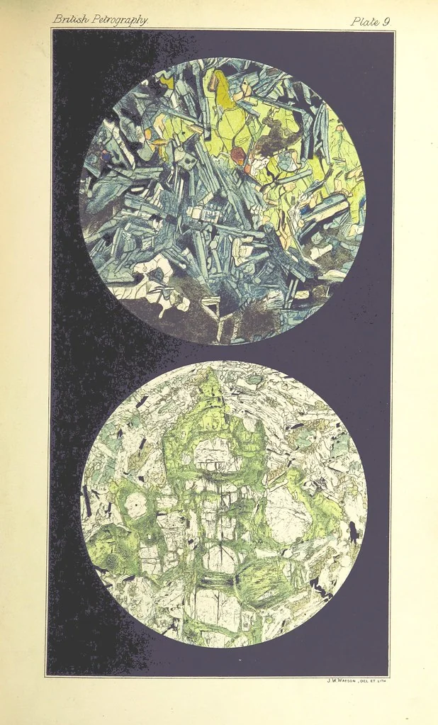 An illustration from British Petrography: with special reference to the igneous rocks. With ... plates. (Glossary of terms used in describing Rocks By F. H. Hatch.), 1888, leaf 501