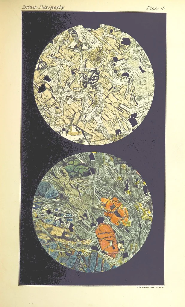 An illustration from British Petrography: with special reference to the igneous rocks. With ... plates. (Glossary of terms used in describing Rocks By F. H. Hatch.), 1888, leaf 505