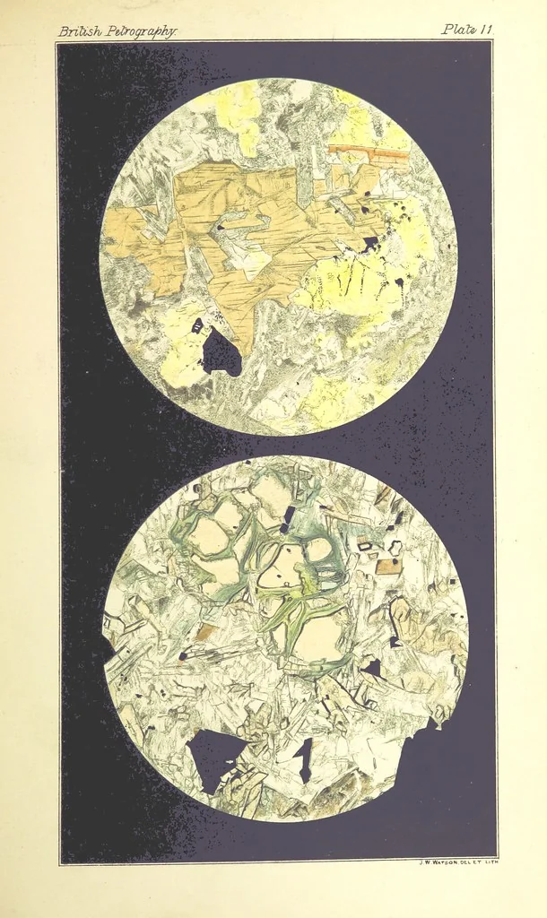 An illustration from British Petrography: with special reference to the igneous rocks. With ... plates. (Glossary of terms used in describing Rocks By F. H. Hatch.), 1888, leaf 509