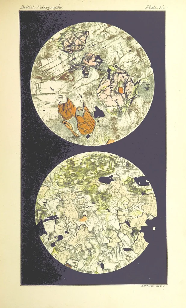 An illustration from British Petrography: with special reference to the igneous rocks. With ... plates. (Glossary of terms used in describing Rocks By F. H. Hatch.), 1888, leaf 517