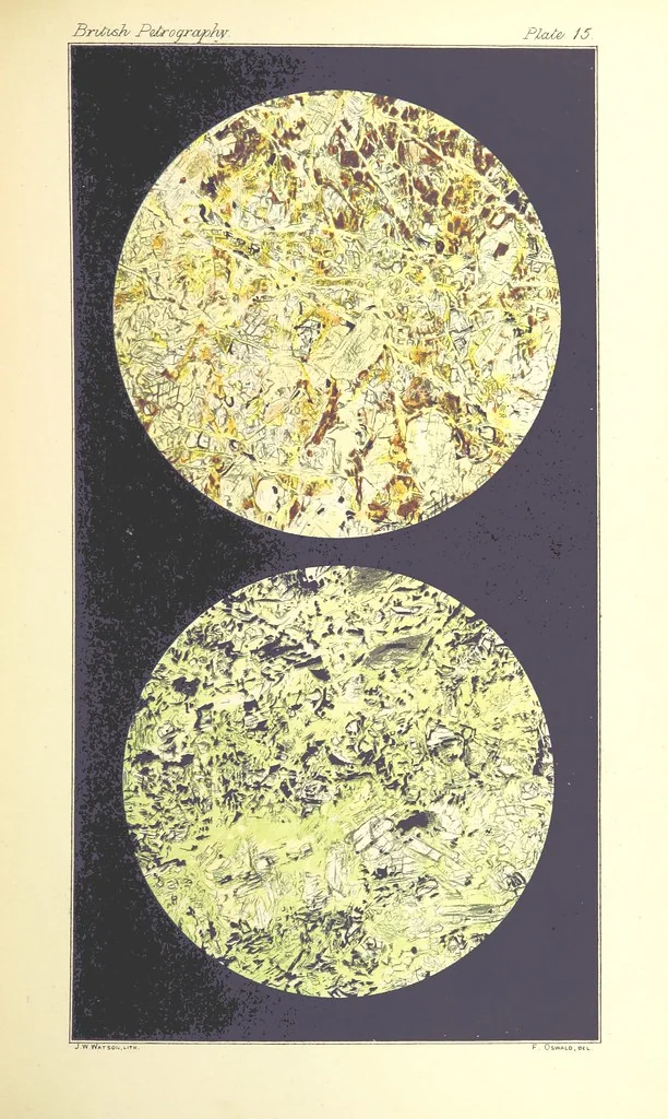 An illustration from British Petrography: with special reference to the igneous rocks. With ... plates. (Glossary of terms used in describing Rocks By F. H. Hatch.), 1888, leaf 525