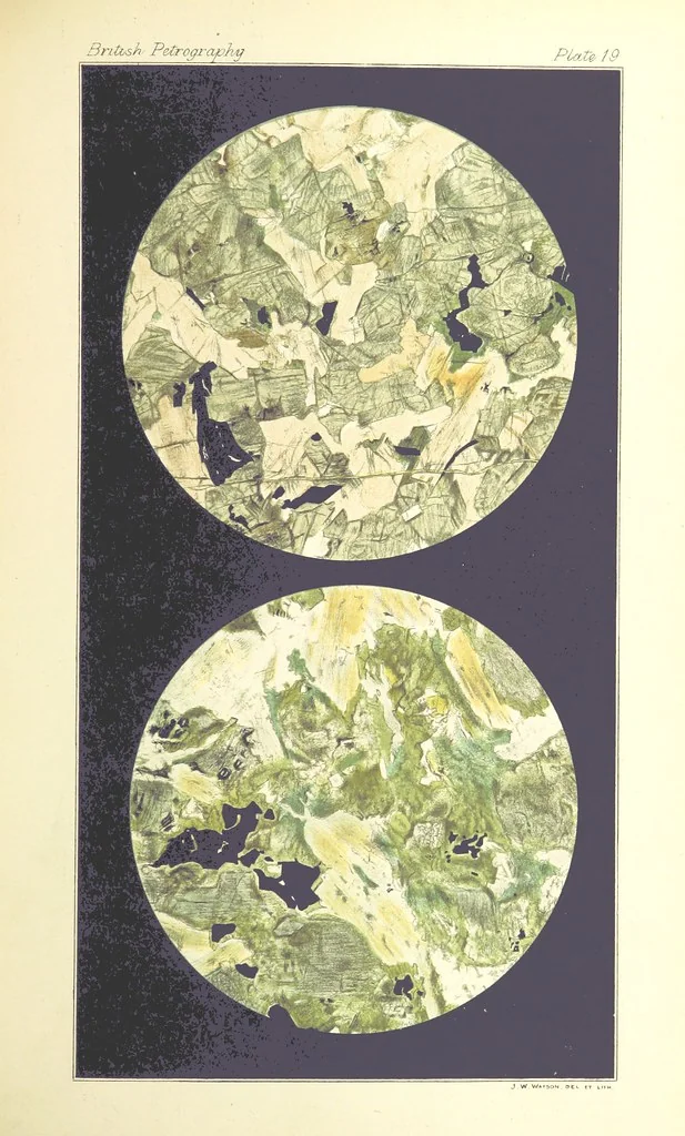 An illustration from British Petrography: with special reference to the igneous rocks. With ... plates. (Glossary of terms used in describing Rocks By F. H. Hatch.), 1888, leaf 541