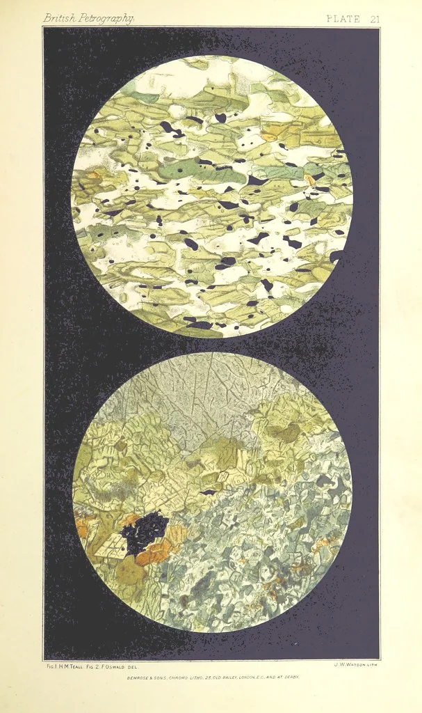 An illustration from British Petrography: with special reference to the igneous rocks. With ... plates. (Glossary of terms used in describing Rocks By F. H. Hatch.), 1888, leaf 549