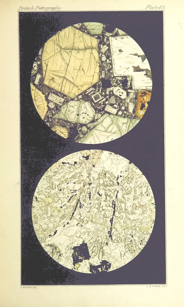 An illustration from British Petrography: with special reference to the igneous rocks. With ... plates. (Glossary of terms used in describing Rocks By F. H. Hatch.), 1888, leaf 557