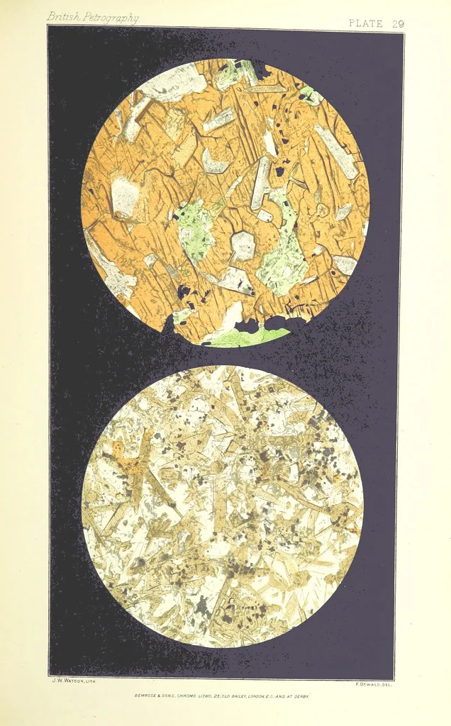 An illustration from British Petrography: with special reference to the igneous rocks. With ... plates. (Glossary of terms used in describing Rocks By F. H. Hatch.), 1888, leaf 579