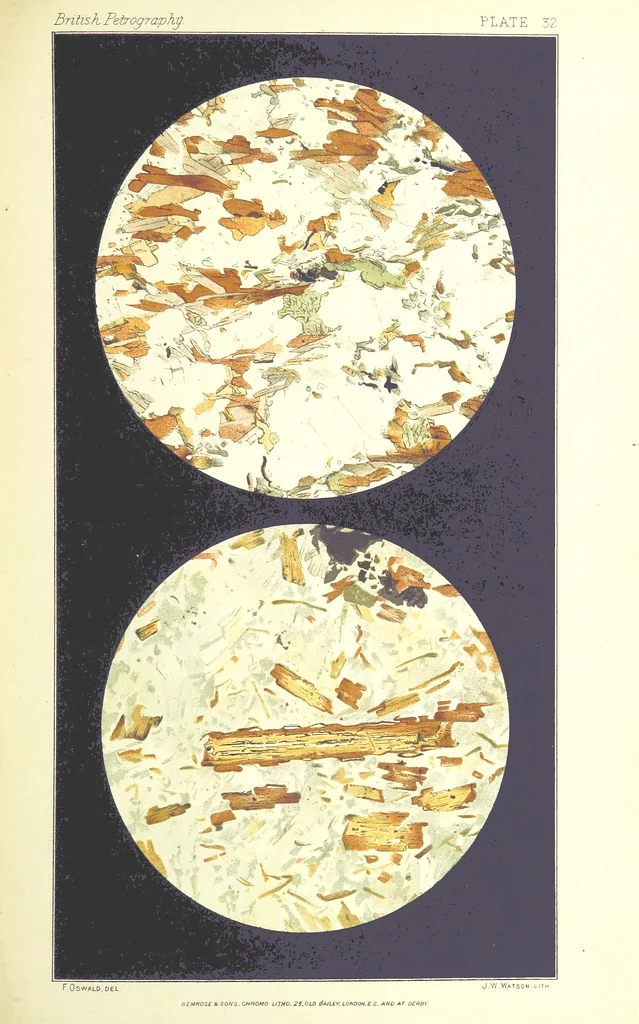 An illustration from British Petrography: with special reference to the igneous rocks. With ... plates. (Glossary of terms used in describing Rocks By F. H. Hatch.), 1888, leaf 591