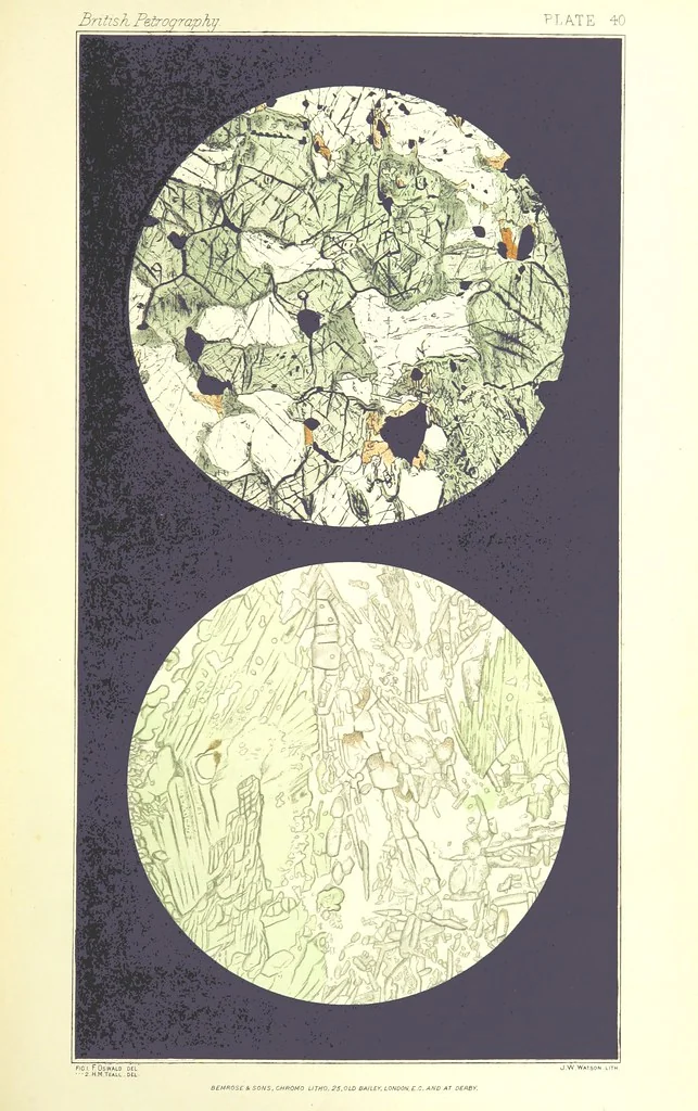 An illustration from British Petrography: with special reference to the igneous rocks. With ... plates. (Glossary of terms used in describing Rocks By F. H. Hatch.), 1888, leaf 623