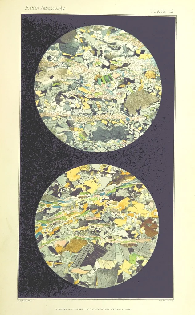 An illustration from British Petrography: with special reference to the igneous rocks. With ... plates. (Glossary of terms used in describing Rocks By F. H. Hatch.), 1888, leaf 631