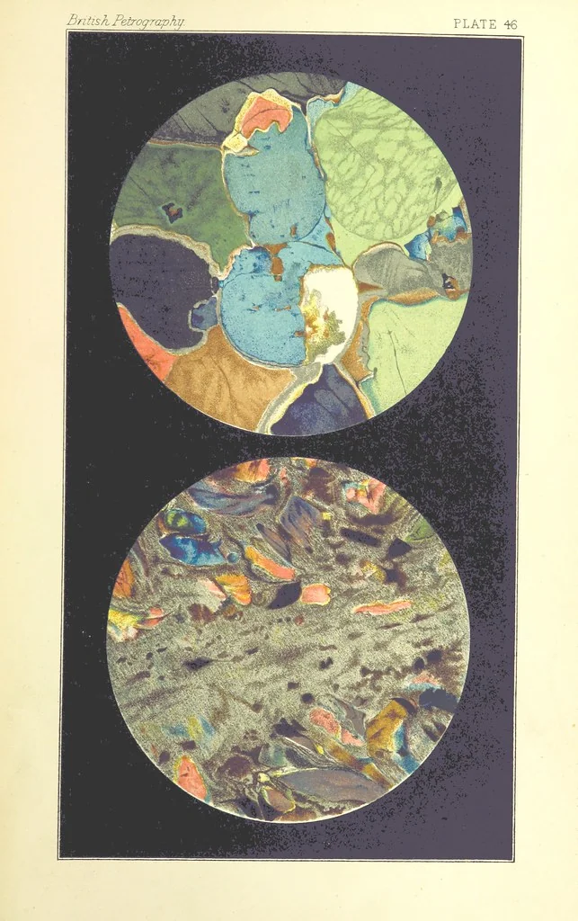 An illustration from British Petrography: with special reference to the igneous rocks. With ... plates. (Glossary of terms used in describing Rocks By F. H. Hatch.), 1888, leaf 645
