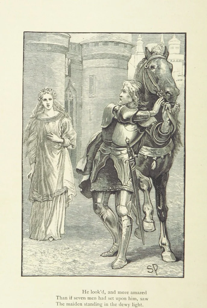 An illustration from The Works of Alfred Tennyson ... With portrait and ... illustrations, 1881, leaf 500