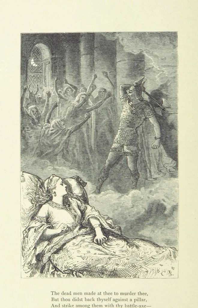 An illustration from The Works of Alfred Tennyson ... With portrait and ... illustrations, 1881, leaf 686