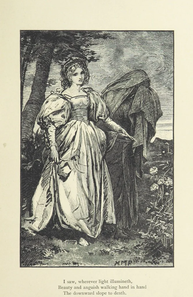 An illustration from The Works of Alfred Tennyson ... With portrait and ... illustrations, 1881, leaf 83