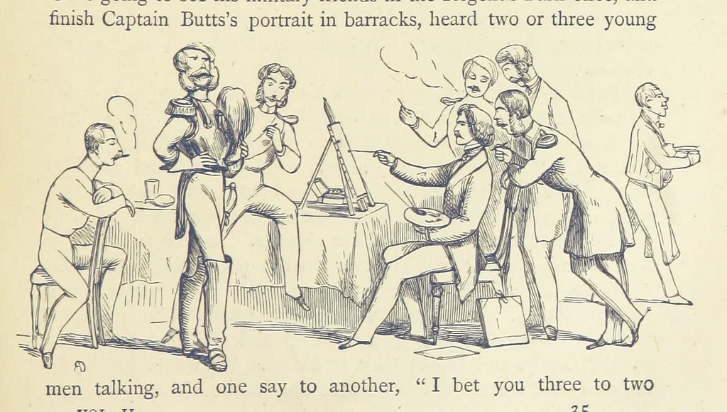 An illustration from The Works of William Makepeace Thackeray. [Library Edition, 1869, leaf 105