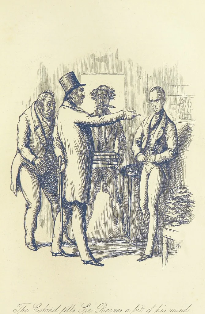 An illustration from The Works of William Makepeace Thackeray. [Library Edition, 1869, leaf 217
