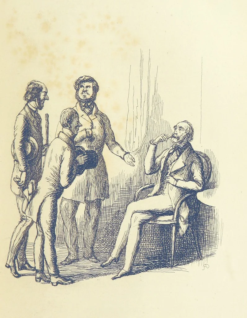 An illustration from The Works of William Makepeace Thackeray. [Library Edition, 1869, leaf 377