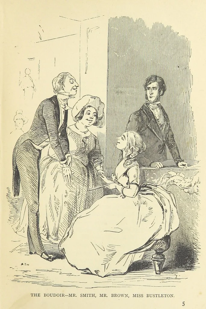 An illustration from The Christmas Books of Mr. M. A. Titmarsh ... With illustrations by the author, 1872, leaf 81