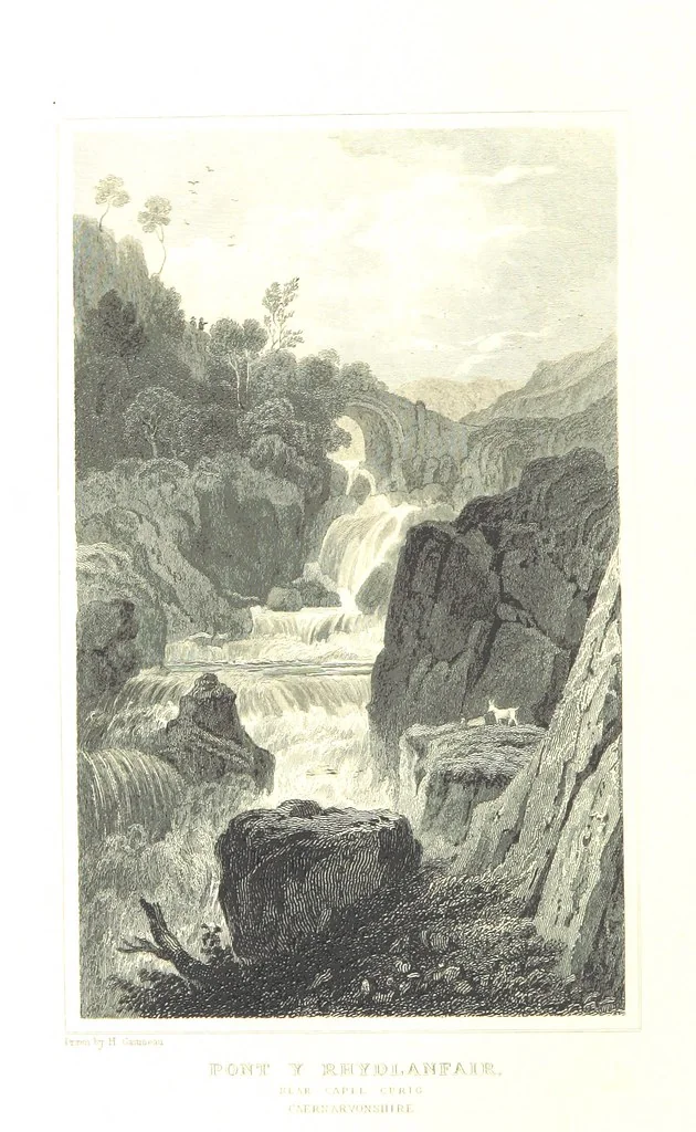 An illustration from Picturesque Scenery in Wales, illustrated by thirty-seven engravings on steel, by H. Adlard, Allen, Gastineau and others. With descriptions by J. Tillotson, 1860, leaf 32