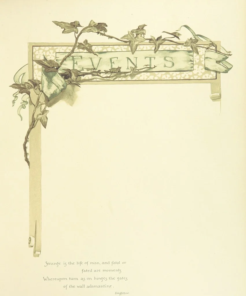 An illustration from Time's Footsteps. A record of red letter days and events. [Illustrated, 1890, leaf 11