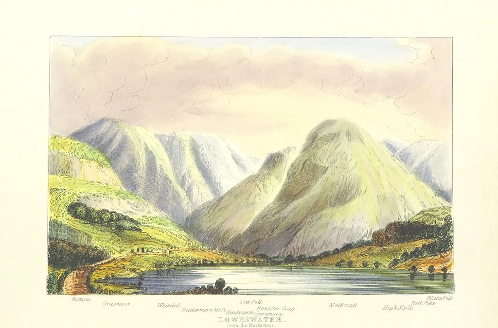 An illustration from The Lakes of England. Illustrated with eighteen coloured etchings, 1869, leaf 70