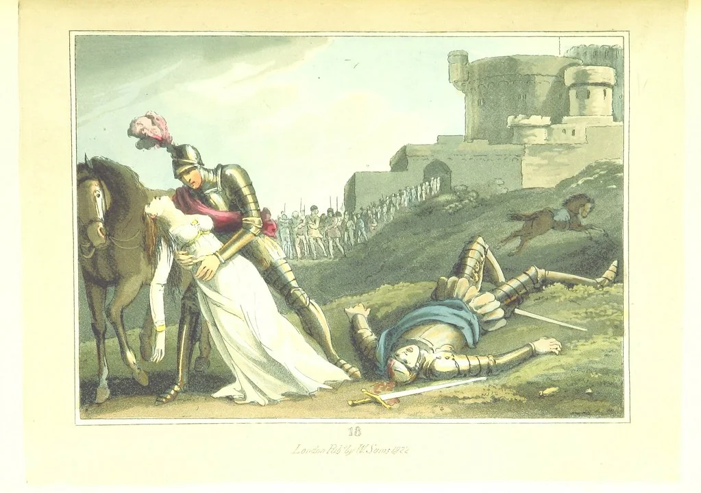 An illustration from The Tournament: or, Days of Chivalry. [A poem.] With ... engravings, 1823, leaf 91