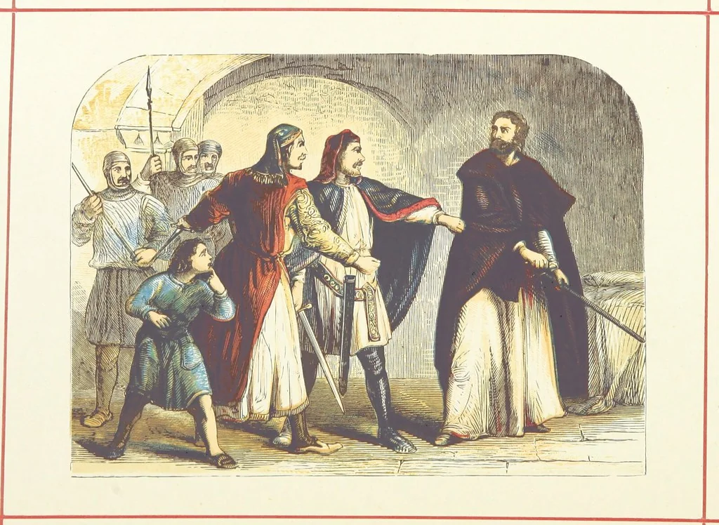 An illustration from A History of England for the Young, 1872, leaf 148