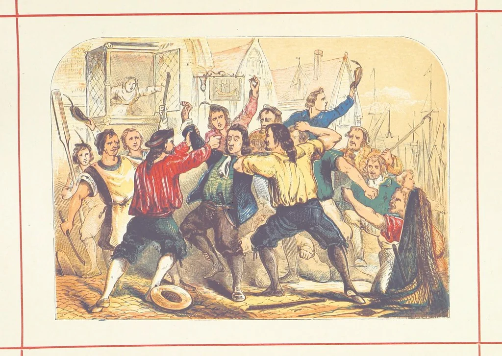 An illustration from A History of England for the Young, 1872, leaf 203
