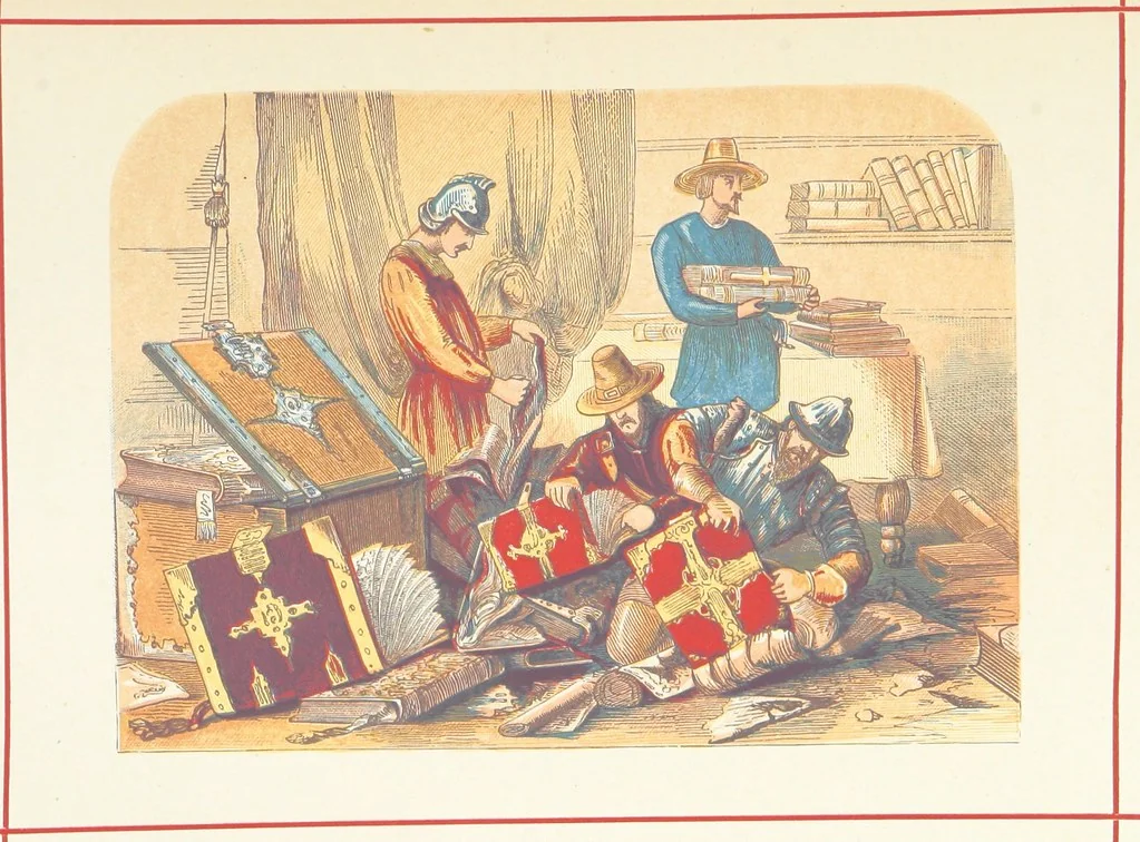 An illustration from A History of England for the Young, 1872, leaf 93