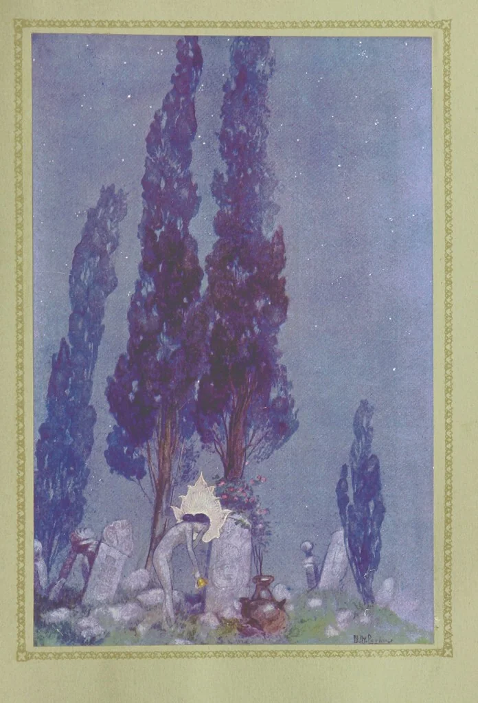 An illustration from Rubáiyát of Omar Khayyám. Presented by Willy Pogány, 1913, leaf 105