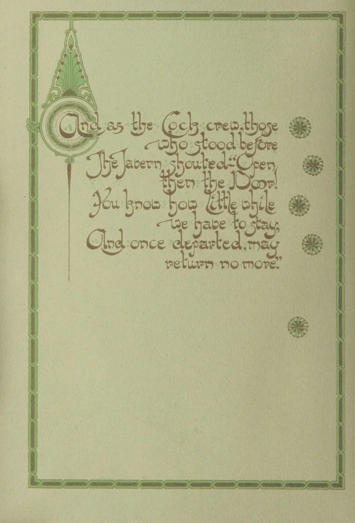 An illustration from Rubáiyát of Omar Khayyám. Presented by Willy Pogány, 1913, leaf 12