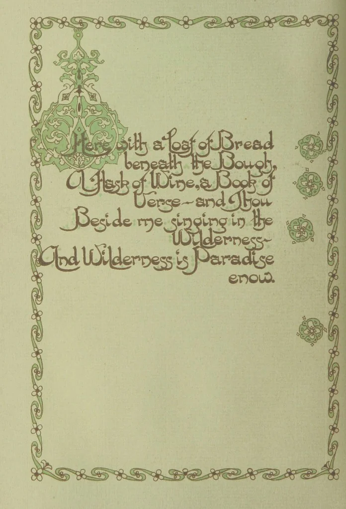 An illustration from Rubáiyát of Omar Khayyám. Presented by Willy Pogány, 1913, leaf 20