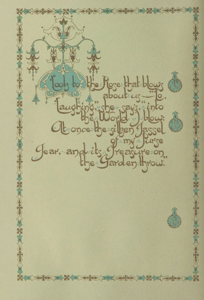 An illustration from Rubáiyát of Omar Khayyám. Presented by Willy Pogány, 1913, leaf 24