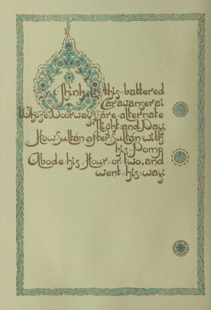 An illustration from Rubáiyát of Omar Khayyám. Presented by Willy Pogány, 1913, leaf 28