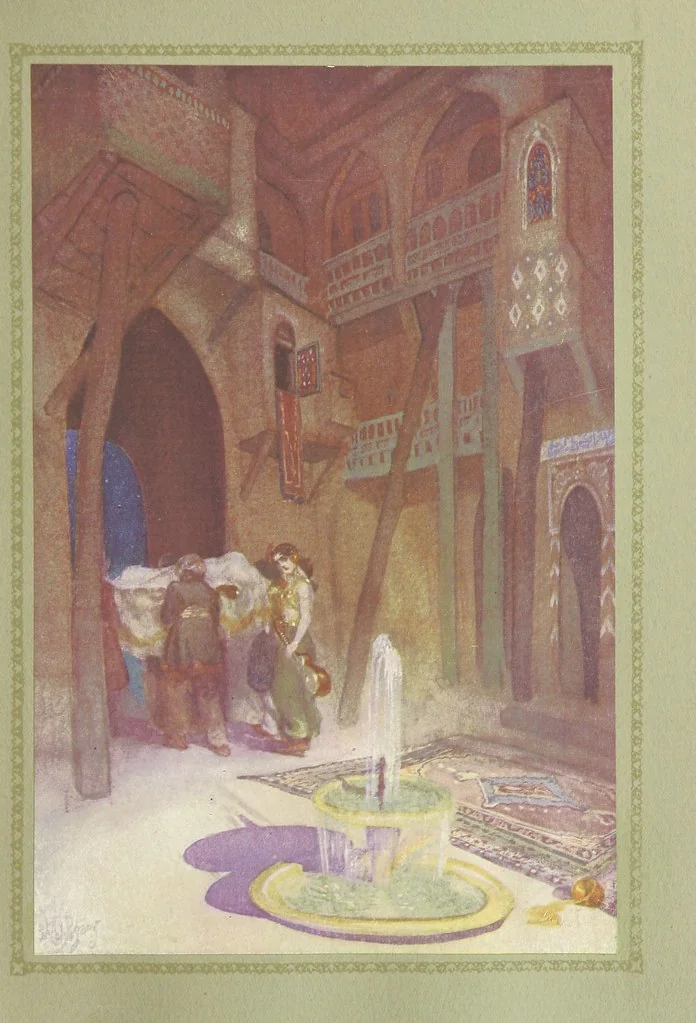 An illustration from Rubáiyát of Omar Khayyám. Presented by Willy Pogány, 1913, leaf 29