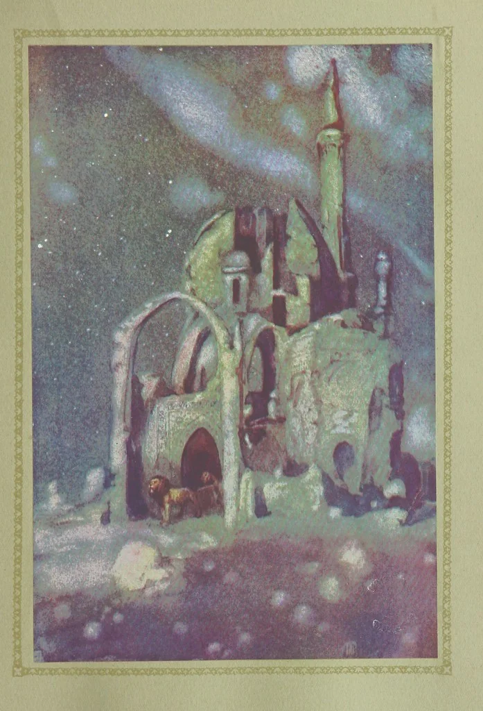 An illustration from Rubáiyát of Omar Khayyám. Presented by Willy Pogány, 1913, leaf 33