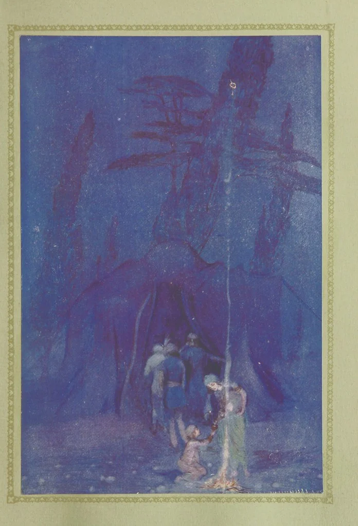 An illustration from Rubáiyát of Omar Khayyám. Presented by Willy Pogány, 1913, leaf 37
