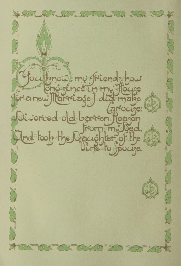 An illustration from Rubáiyát of Omar Khayyám. Presented by Willy Pogány, 1913, leaf 64