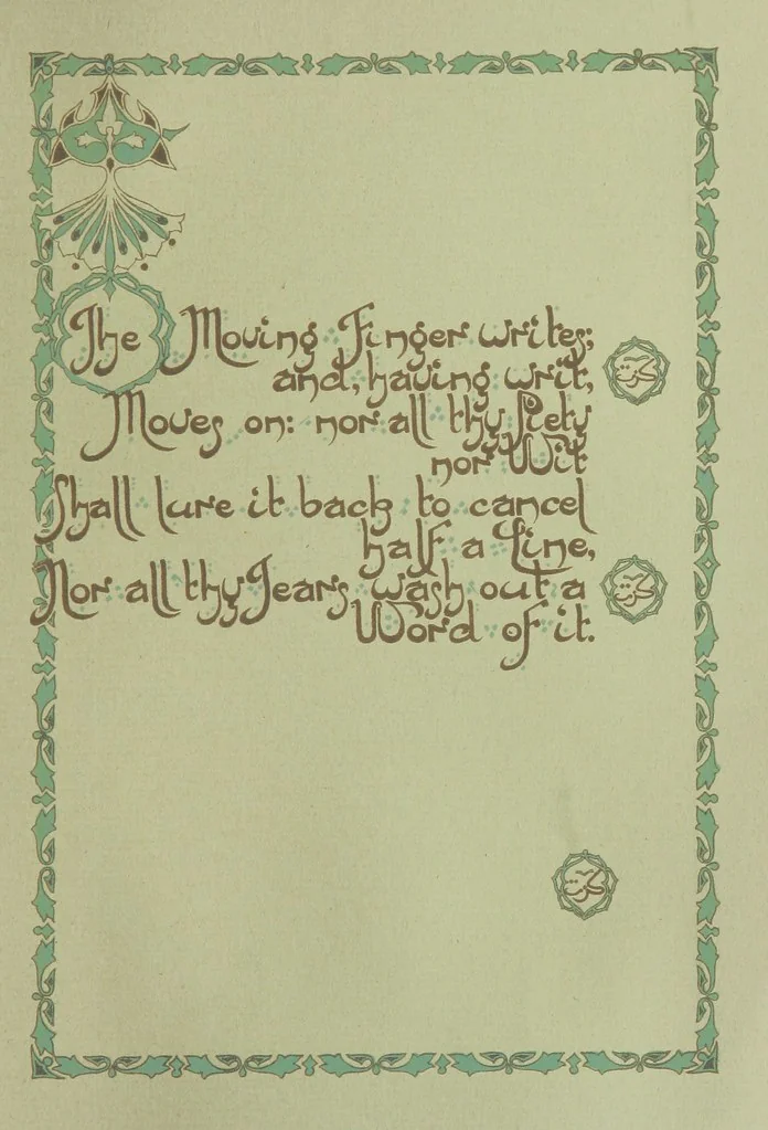 An illustration from Rubáiyát of Omar Khayyám. Presented by Willy Pogány, 1913, leaf 77