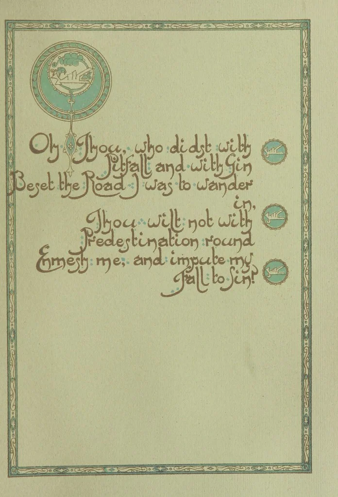 An illustration from Rubáiyát of Omar Khayyám. Presented by Willy Pogány, 1913, leaf 83