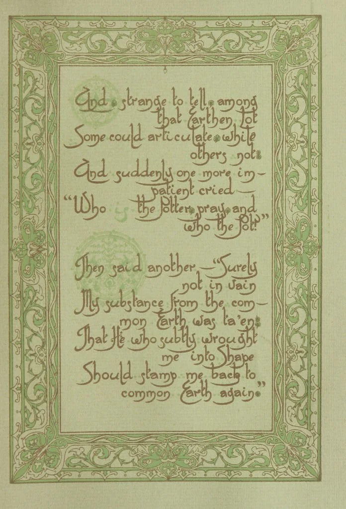 An illustration from Rubáiyát of Omar Khayyám. Presented by Willy Pogány, 1913, leaf 89