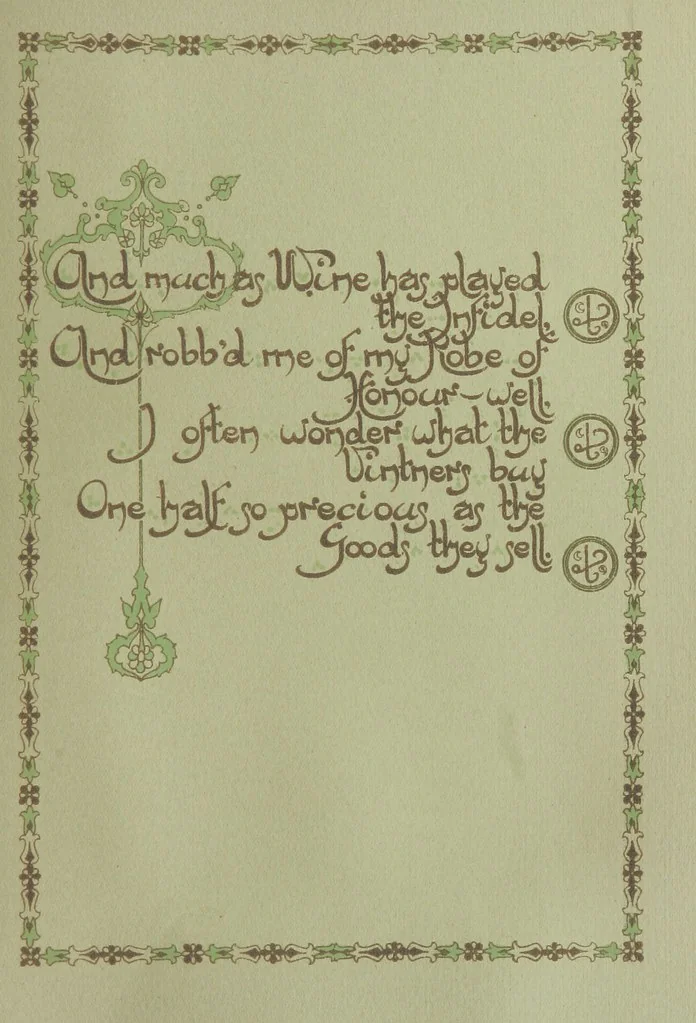 An illustration from Rubáiyát of Omar Khayyám. Presented by Willy Pogány, 1913, leaf 99