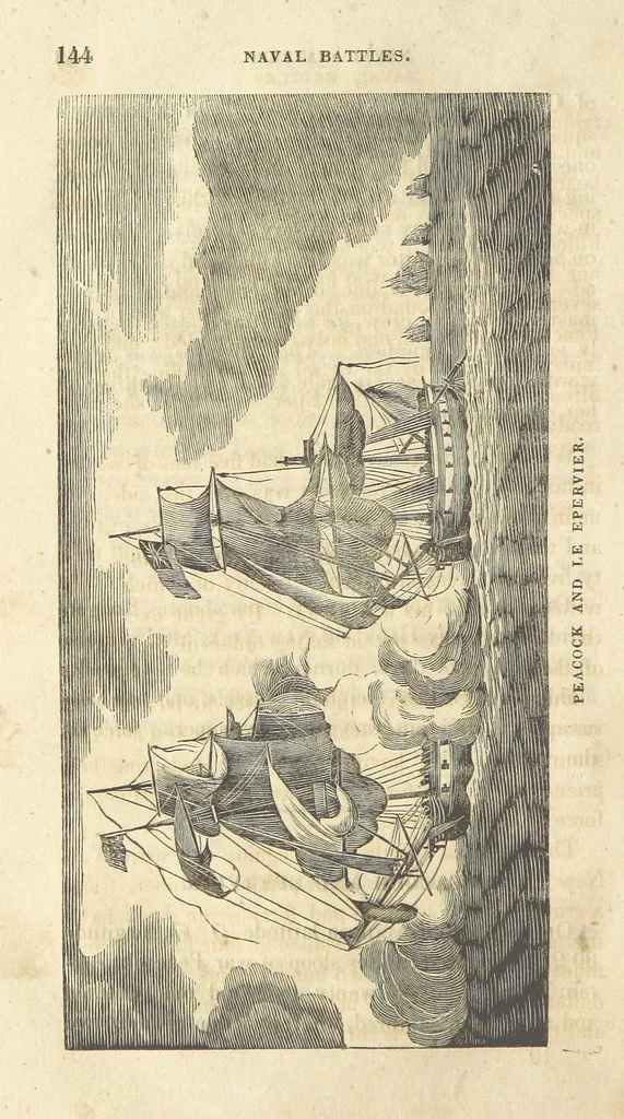 An illustration from The Naval Temple: containing a complete history of the battles fought by the Navy of the United States from ... 1794 to the present time ... [By H. Kimball.] With ... engravings, etc, 1837, leaf 152