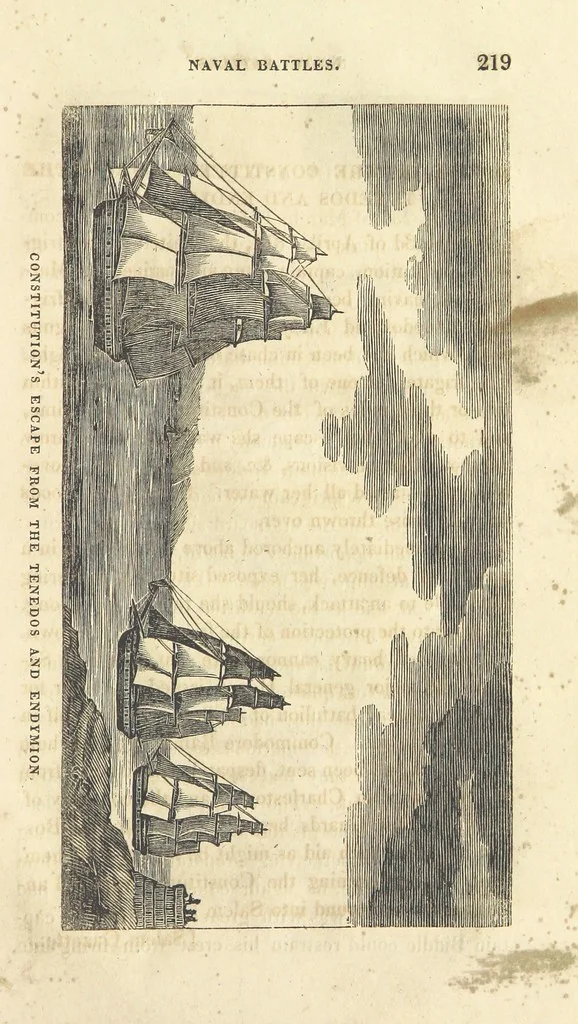 An illustration from The Naval Temple: containing a complete history of the battles fought by the Navy of the United States from ... 1794 to the present time ... [By H. Kimball.] With ... engravings, etc, 1837, leaf 227