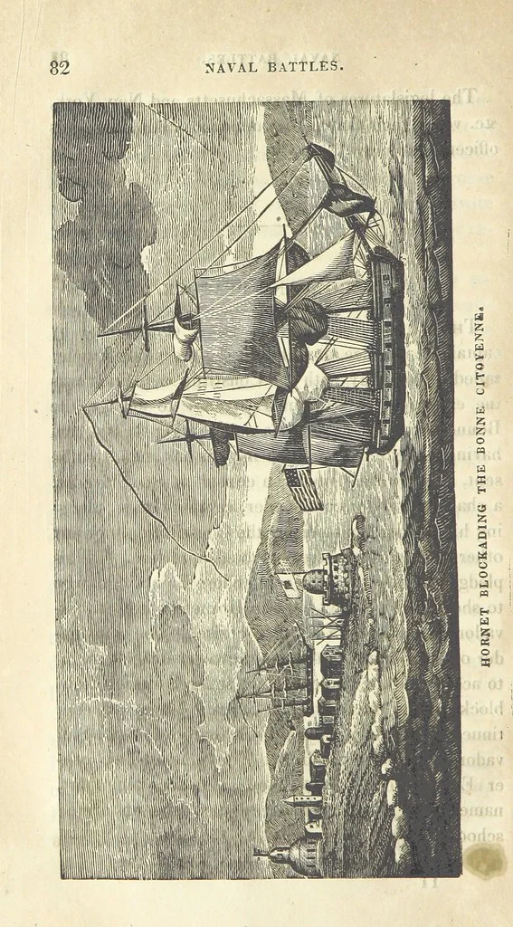 An illustration from The Naval Temple: containing a complete history of the battles fought by the Navy of the United States from ... 1794 to the present time ... [By H. Kimball.] With ... engravings, etc, 1837, leaf 90