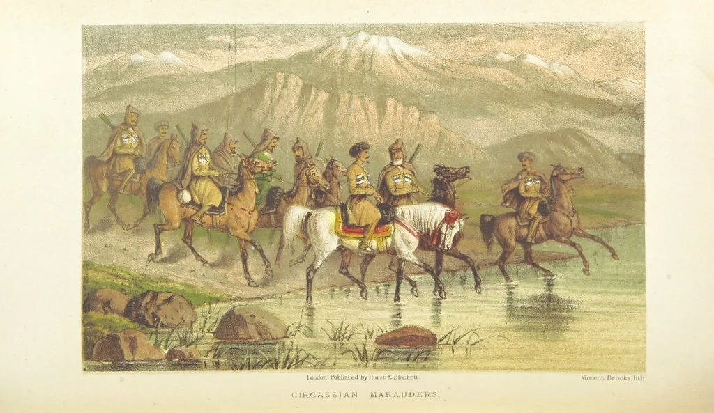 An illustration from A journey from London to Persepolis; including wanderings in Daghestan, Georgia, Armenia ... With numerous coloured illustrations, 1865, leaf 138
