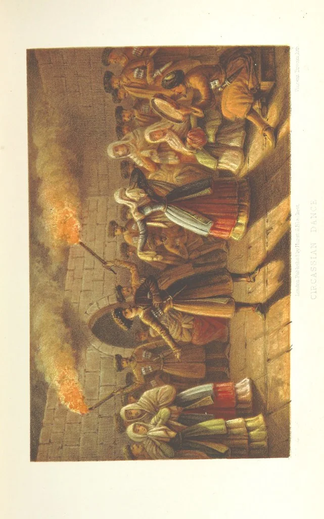 An illustration from A journey from London to Persepolis; including wanderings in Daghestan, Georgia, Armenia ... With numerous coloured illustrations, 1865, leaf 183