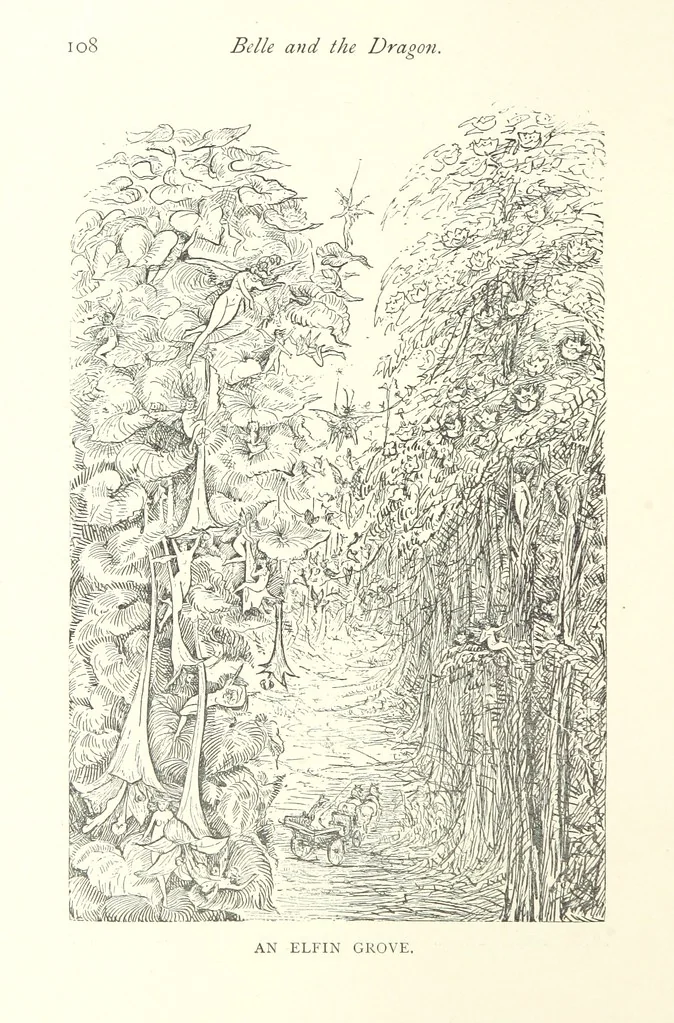 An illustration from Belle and the Dragon. An elfin comedy, 1894, leaf 112
